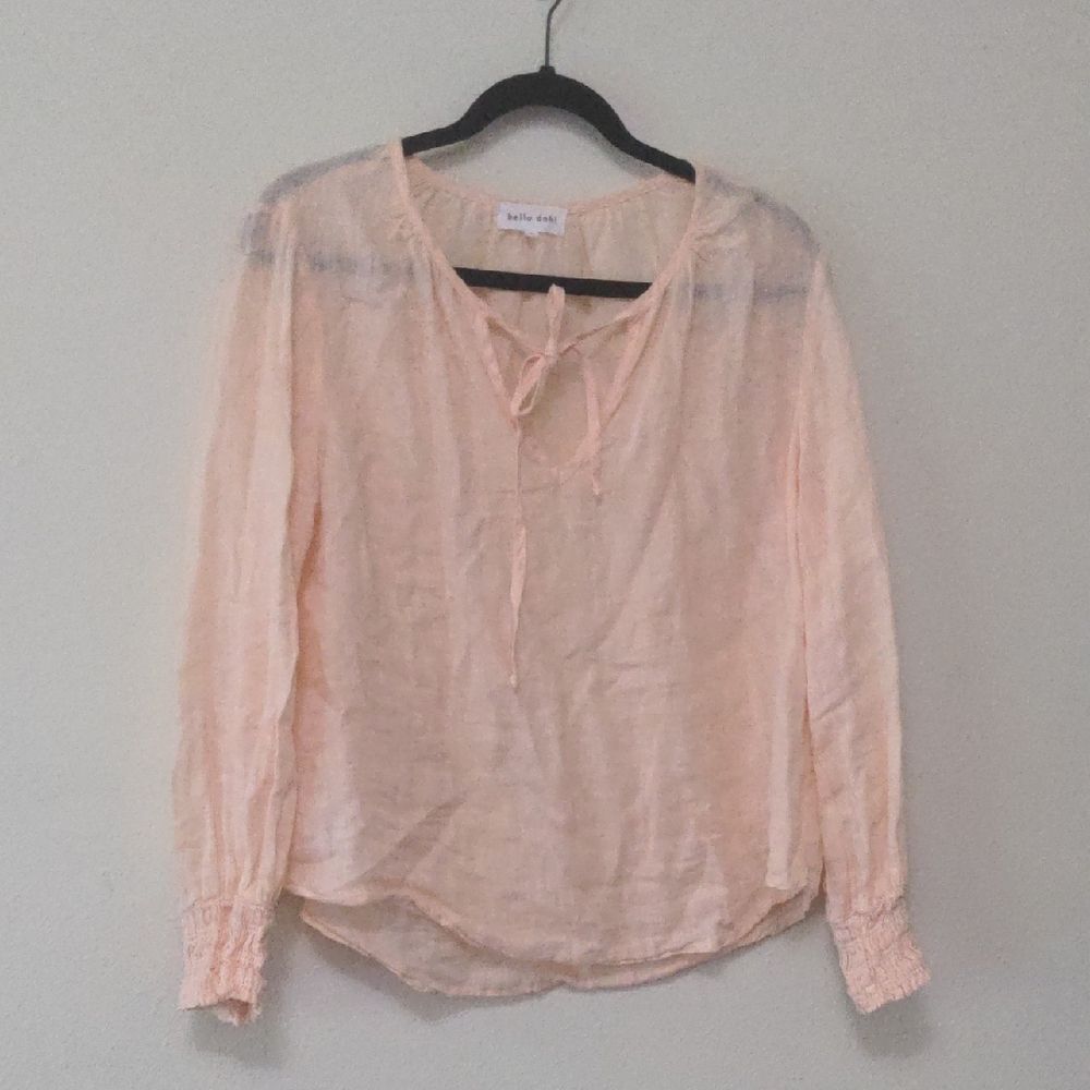 Bella Dahl Peach Tie Front Linen Blouse